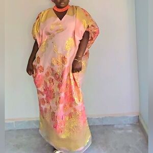 Pink-gold Plus Kaftan Boubou